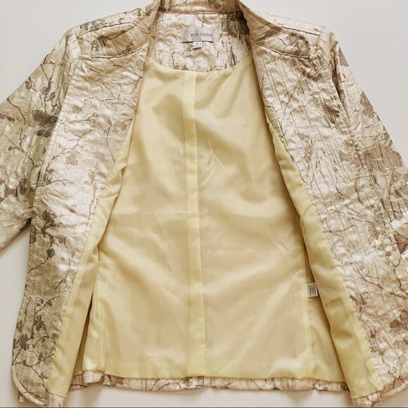Erin London Blazer Jacket Cream Ivory Gold Floral Lightweight Jacket Medium NEW - Picture 12 of 14